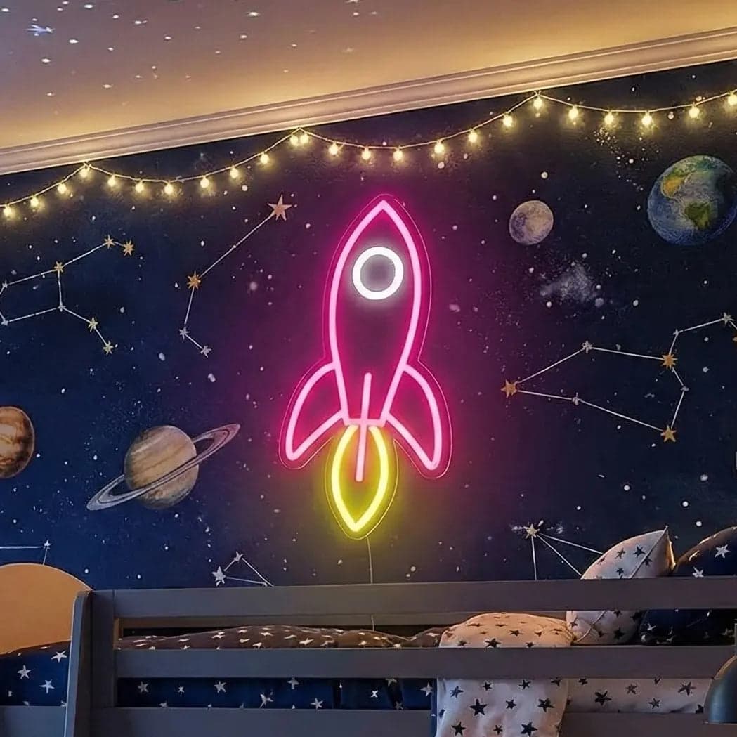 Rocket Ship LED Neon Sign vista 1